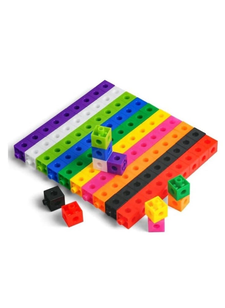 Hot Out Math Cubes, 10 Colors, Detachable and Stackable, Early Learning Education, Counting for School and Home, Cube Size 2 cm, Plastic. - Image 1